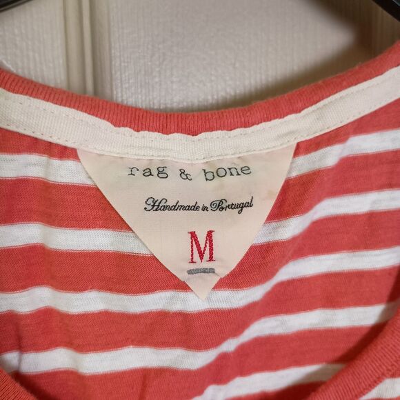 Rag & Bone Womens Tank Top Size Medium Orange White Stripe Pockets - Picture 5 of 5